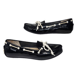 Cole Haan Shoes Womens 8 Black Loafers Flats Boat Bow Tie Nantucket Slip Ons